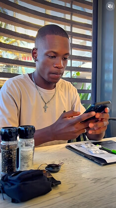 Customer using Instant Pay at a restaurant