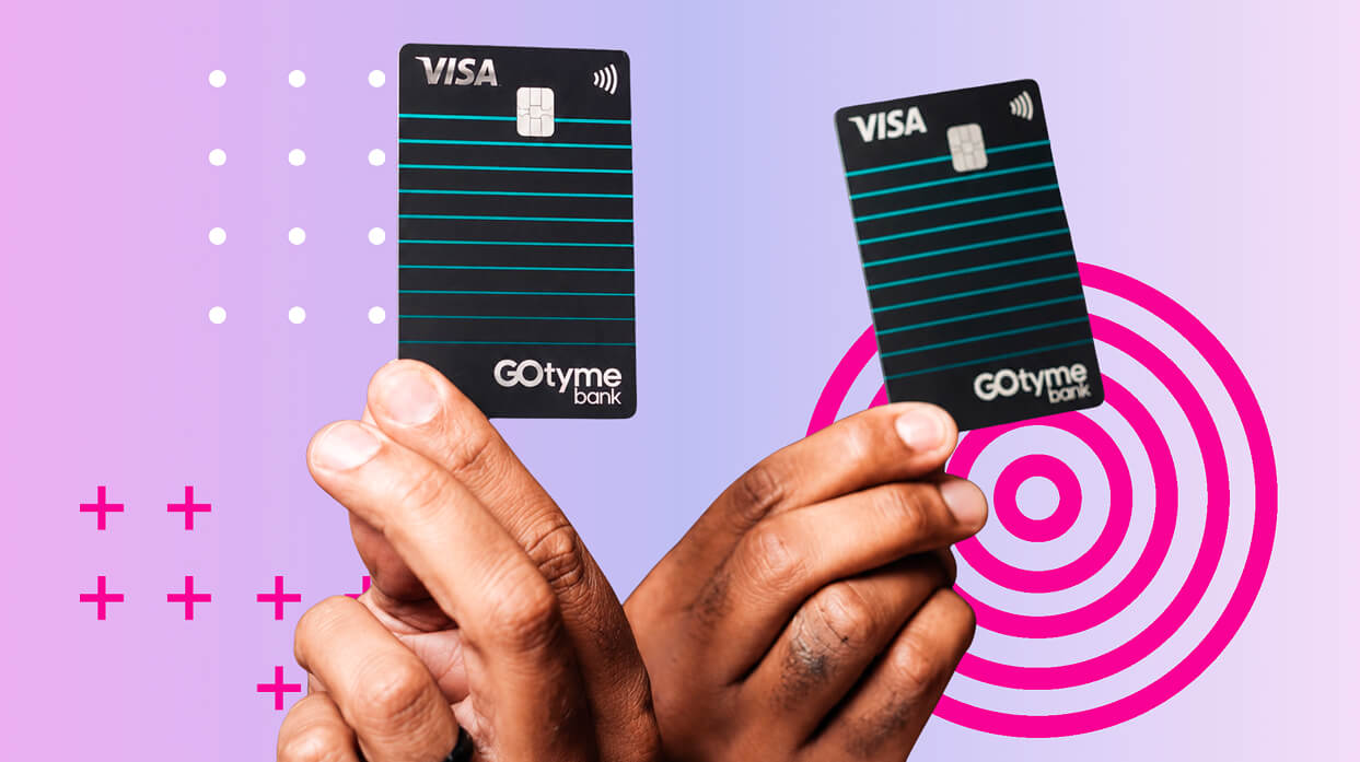 Hands holding GoTyme Bank cards during the rebrand campaign