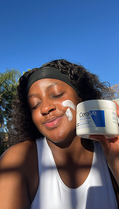 UGC creator using a CeraVe moisturiser