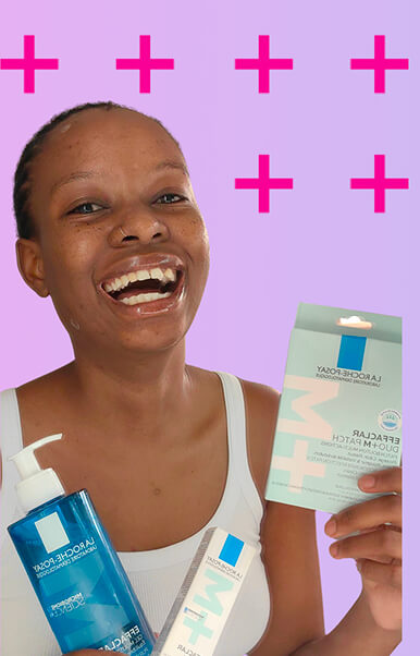 Creator holding skincare products